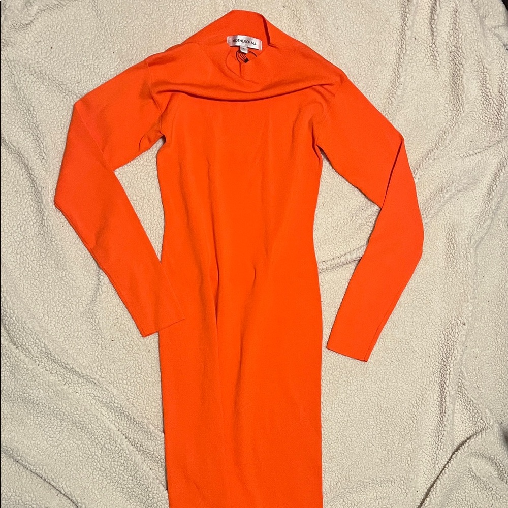 Elegant Orange Long Sleeve Dress